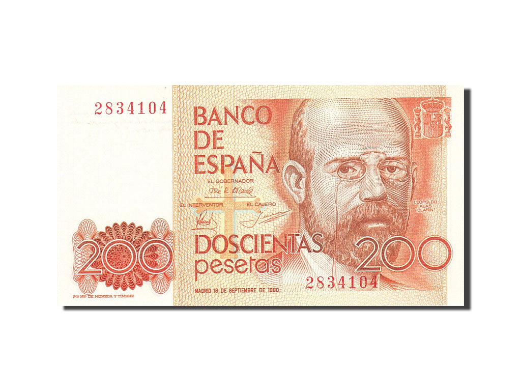 Billet, Espagne, 200 Pesetas, 1982-1987, 1980-09-16, KM:156, NEUF