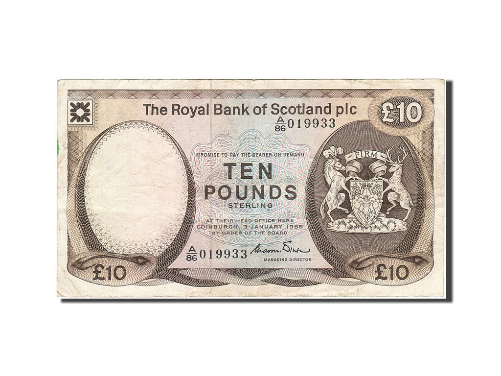 Billet, Scotland, 10 Pounds, 1982-1986, 1985-01-03, KM:343a, TTB