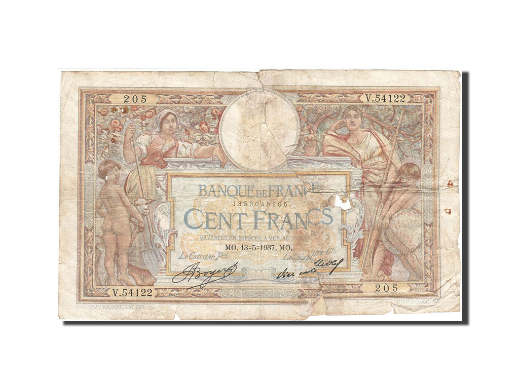 Banknote, France, 100 Francs, 1906, 1937-05-13, VG(8-10), Fayette:24.16, KM:78c