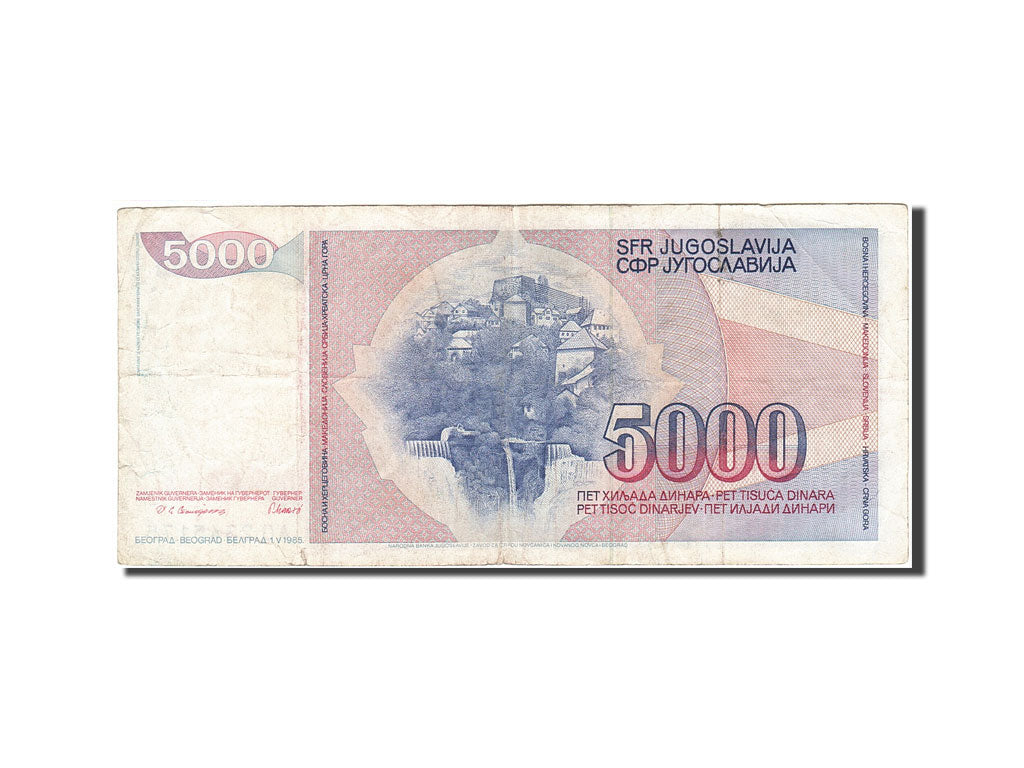 Banconote, Iugoslavia, 5000 Dinara, 1985-1989, KM:93a, 1985-05-01, B+