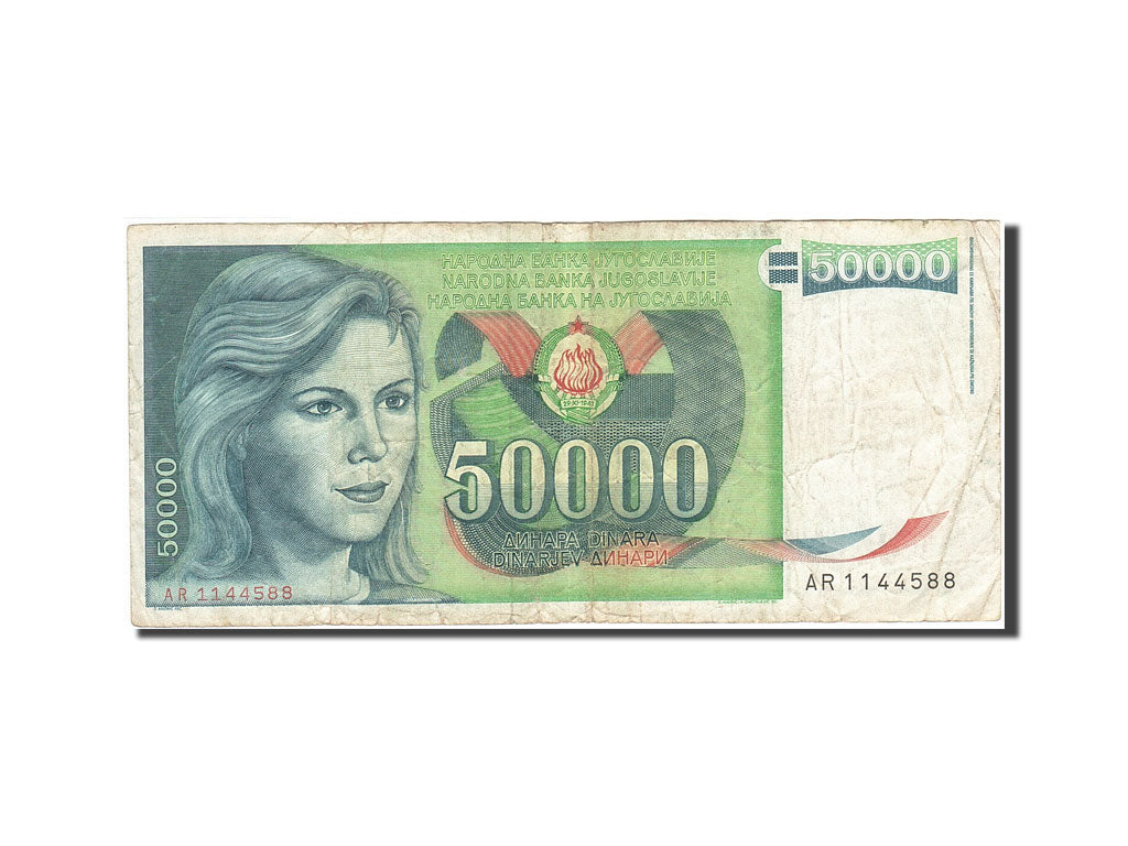 Banknot, Jugosławia, 50,000 Dinara, 1985-1989, 1988-05-01, KM:96, VG(8-10)