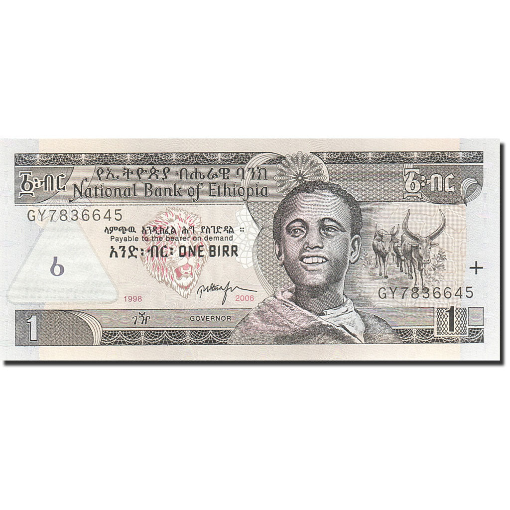 Billet, Éthiopie, 1 Birr, 1989, 1998-2006, KM:46d, NEUF