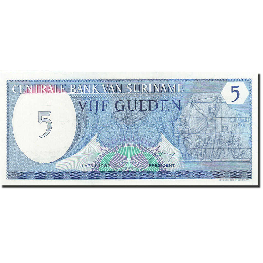 Banknot, Surinam, 5 Gulden, 1982, 1982-04-01, KM:125, UNC(65-70)