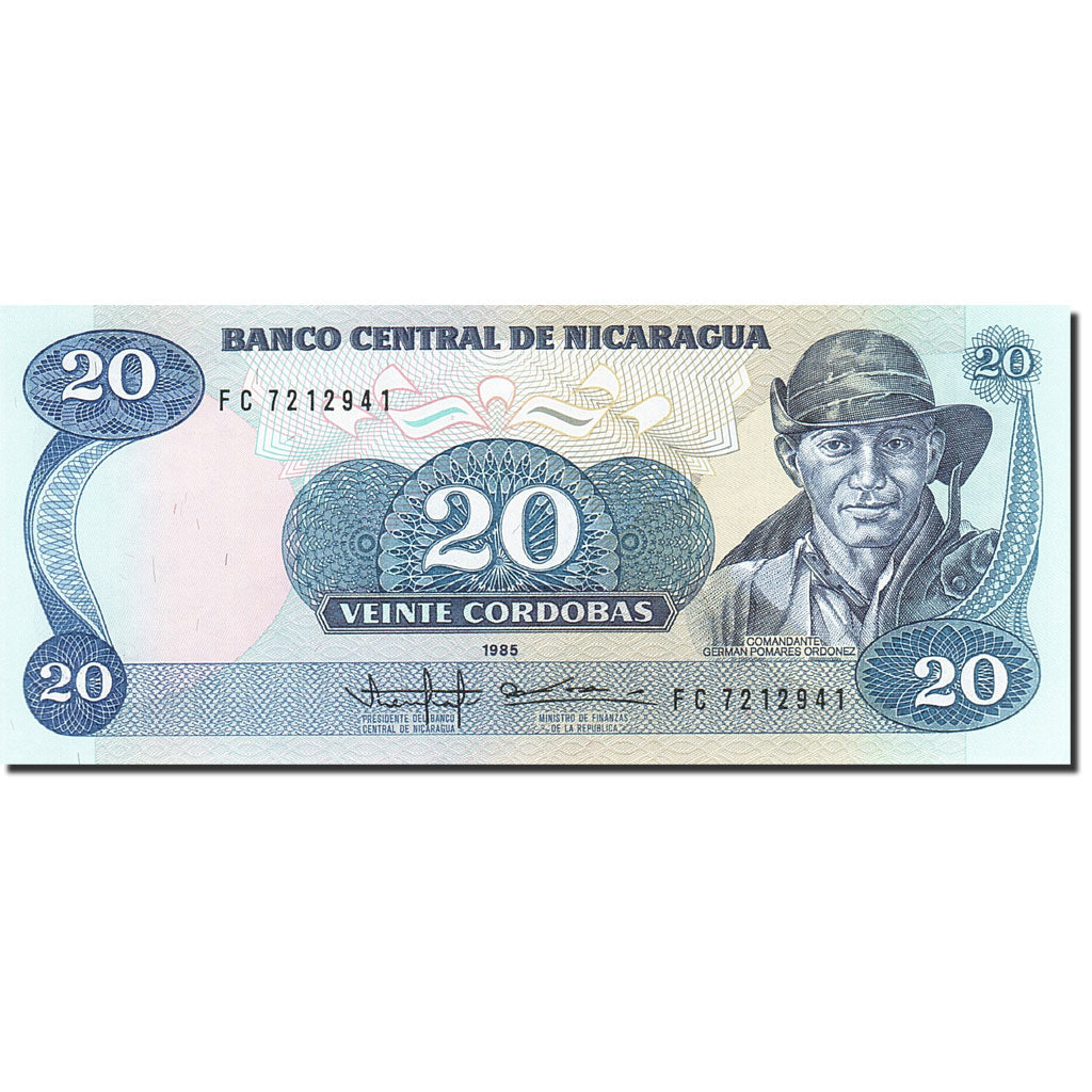 Banknote, Nicaragua, 20 Cordobas, 1985, 1985, KM:152, UNC(65-70)