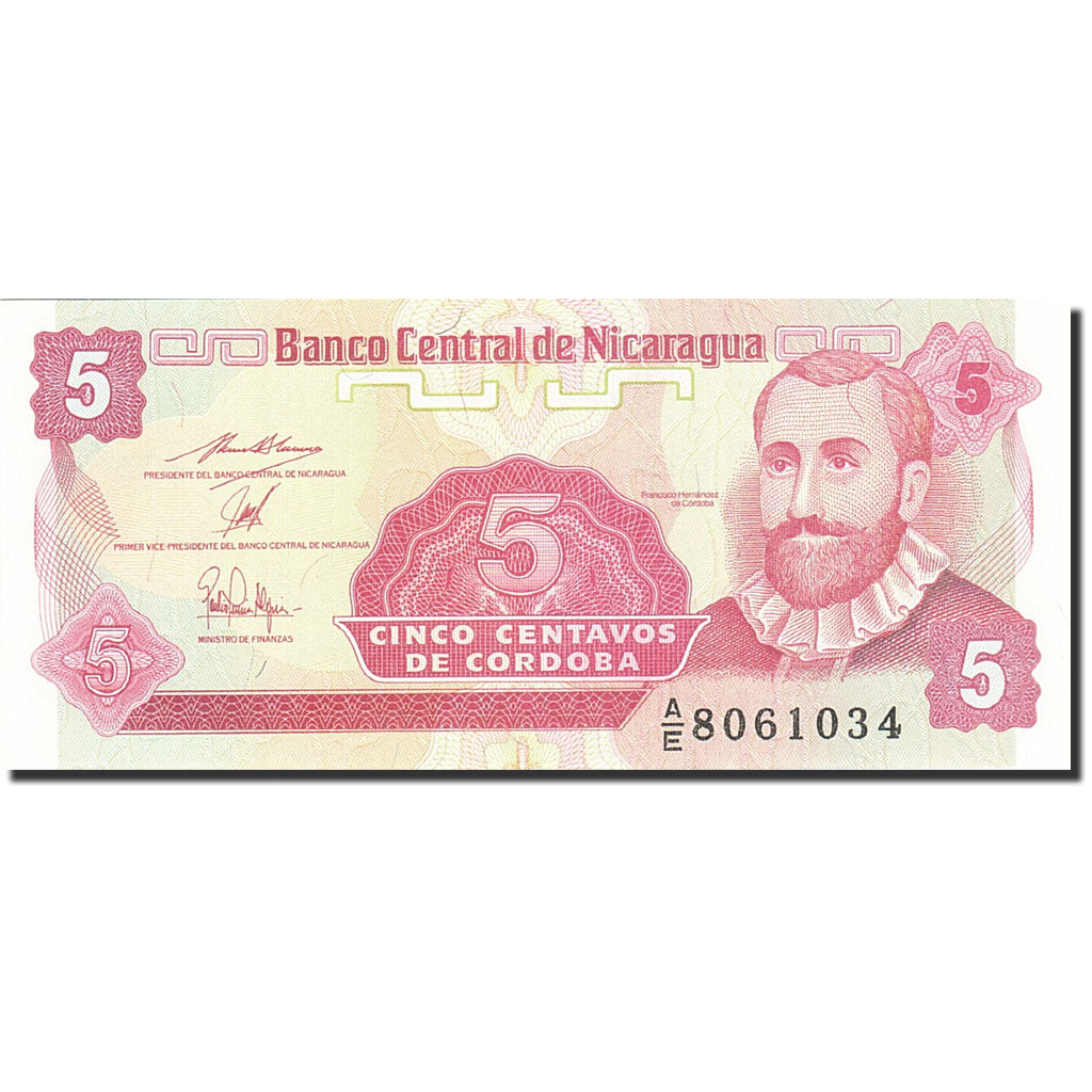 Billete, 5 Centavos, 1991-1992, Nicaragua, KM:168a, Undated (1991), UNC