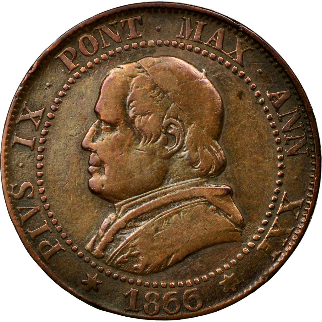 Monnaie, États italiens, PAPAL STATES, Pius IX, Soldo, 5 Centesimi, 1866, Roma