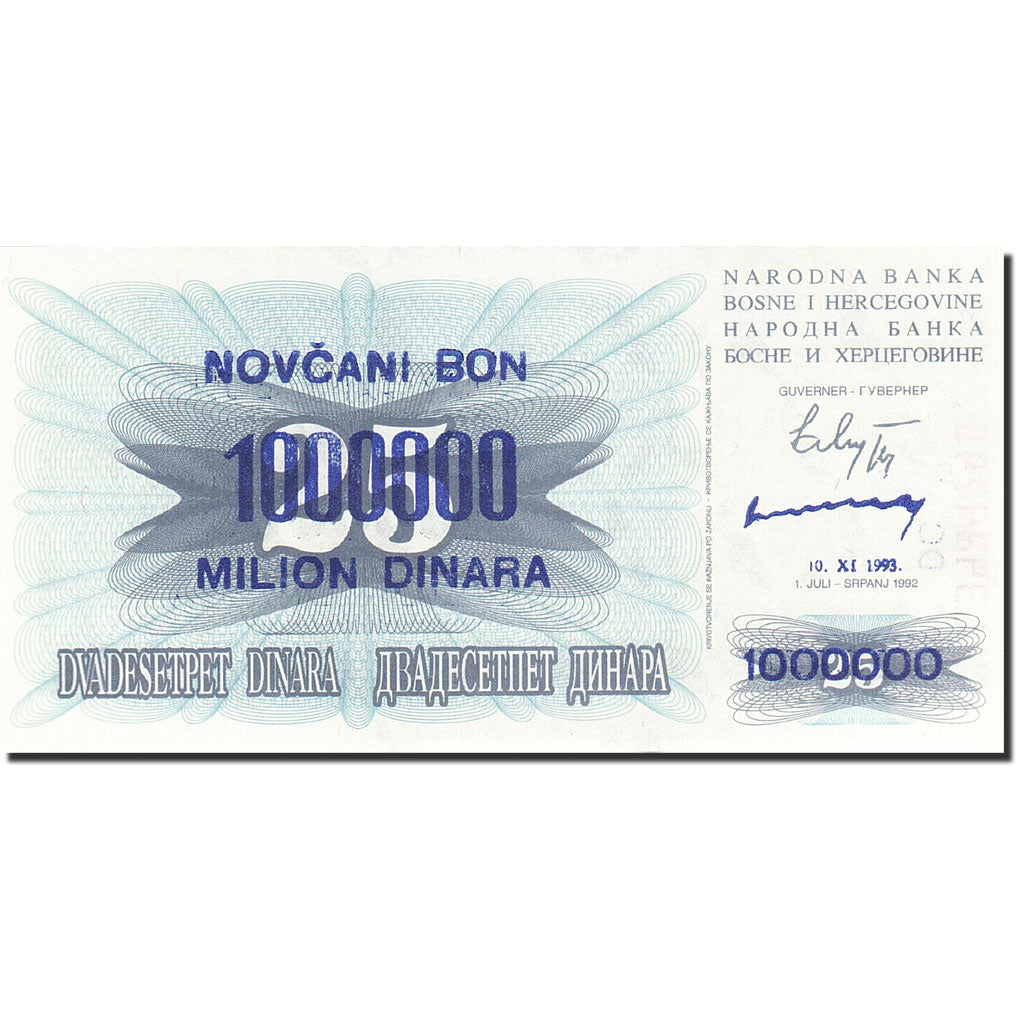 Banconote, Bosnia - Erzegovina, 1,000,000 Dinara, 1993, KM:35b, 1993-11-10, FDS