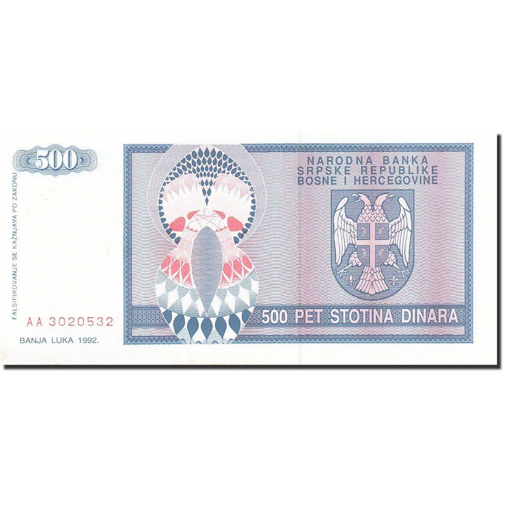 Geldschein, Bosnia - Herzegovina, 500 Dinara, 1992-1993, 1992, KM:136a, UNZ-