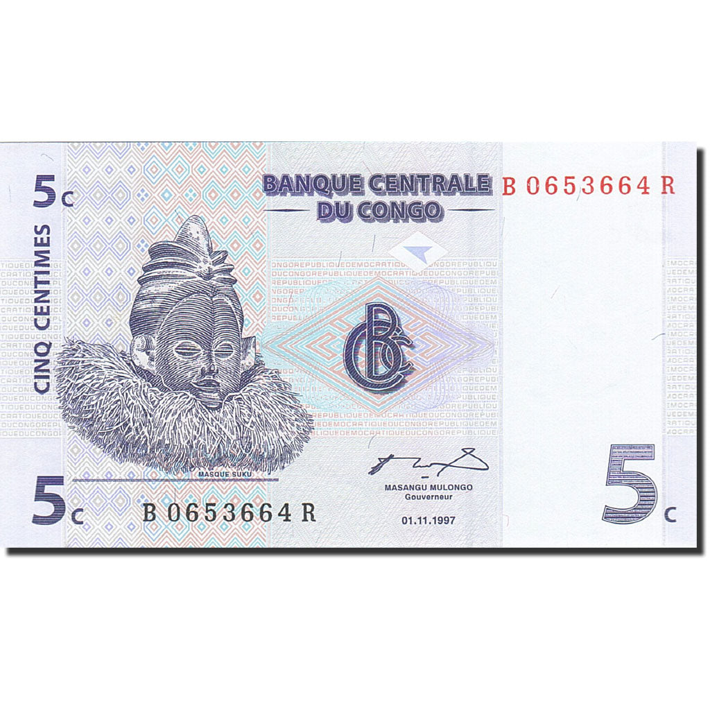 Geldschein, Congo Democratic Republic, 5 Centimes, 1997, 1997-11-01, KM:81a