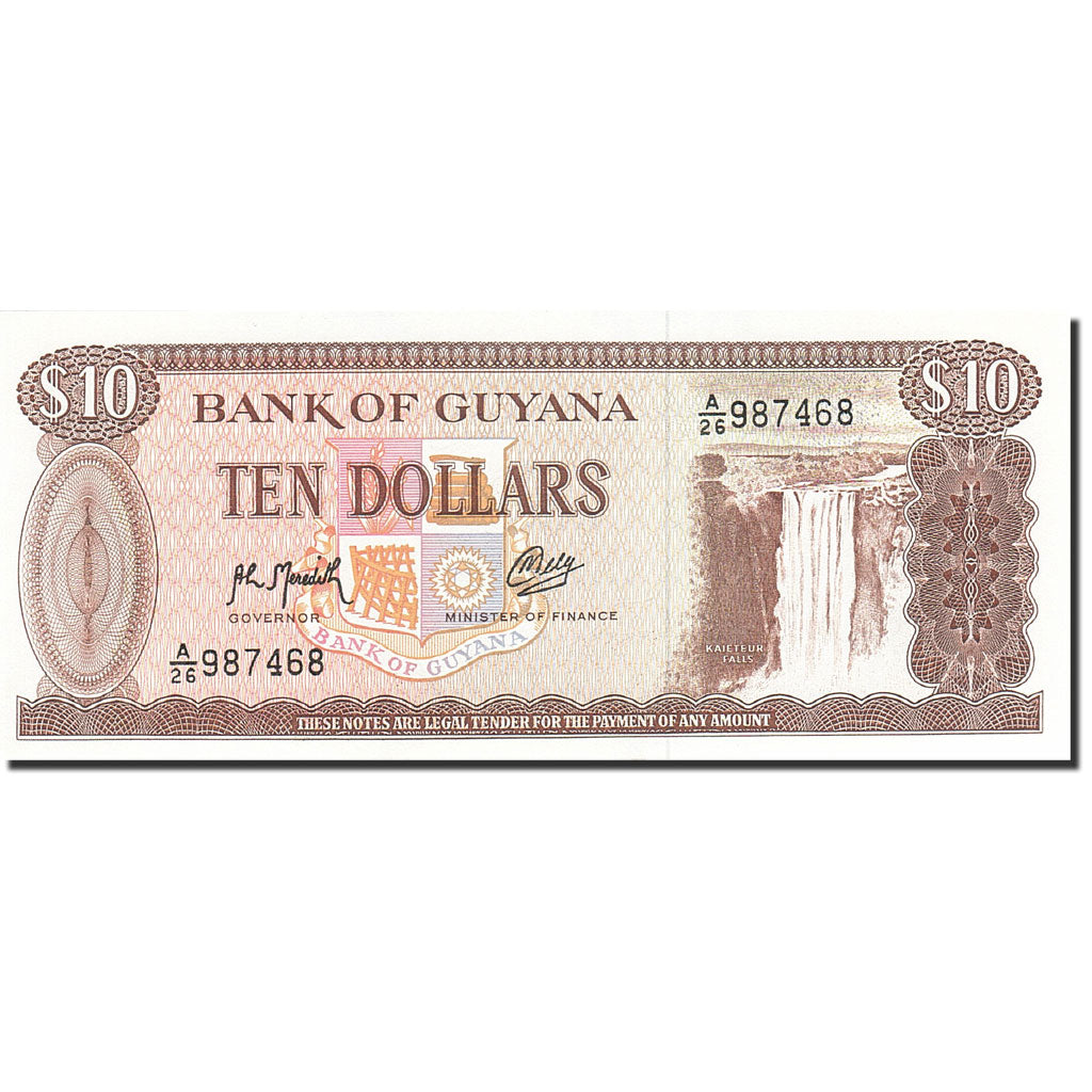 Banconote, Guyana, 10 Dollars, 1966, KM:23f, Undated (1966-1992), FDS