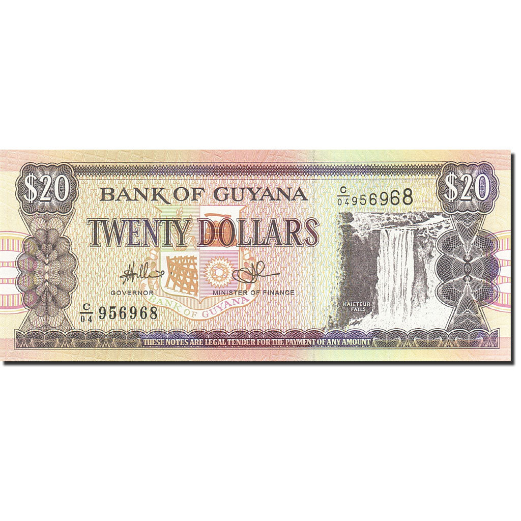 Banknote, Guyana, 20 Dollars, 1996-1999, Undated (1996), KM:30e, UNC(63)