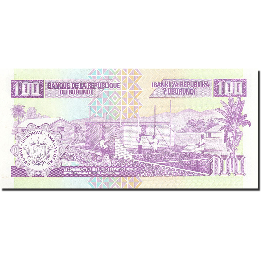 Banconote, Burundi, 100 Francs, 1993-1997, KM:37f, 2001-10-01, SPL