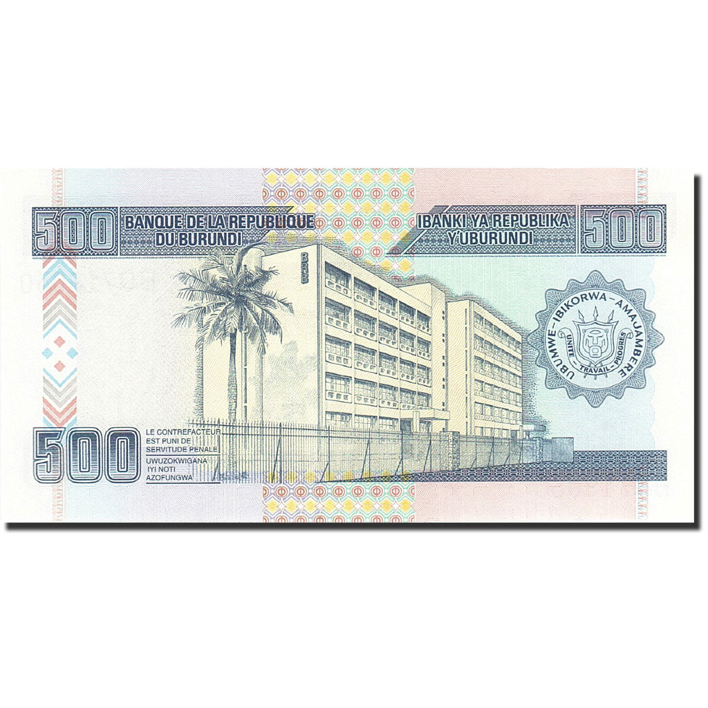 Banknote, Burundi, 500 Francs, 2011, 2011-09-01, KM:45b, UNC(65-70)