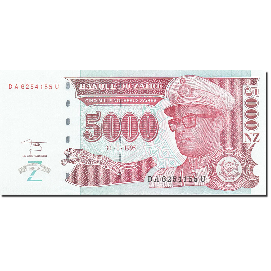Billete, 5000 Nouveaux Zaïres, 1994-1996, Zaire, KM:68a, 1995-01-30, UNC