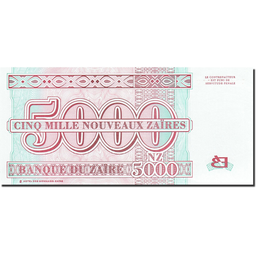 Billete, 5000 Nouveaux Zaïres, 1994-1996, Zaire, KM:68a, 1995-01-30, UNC