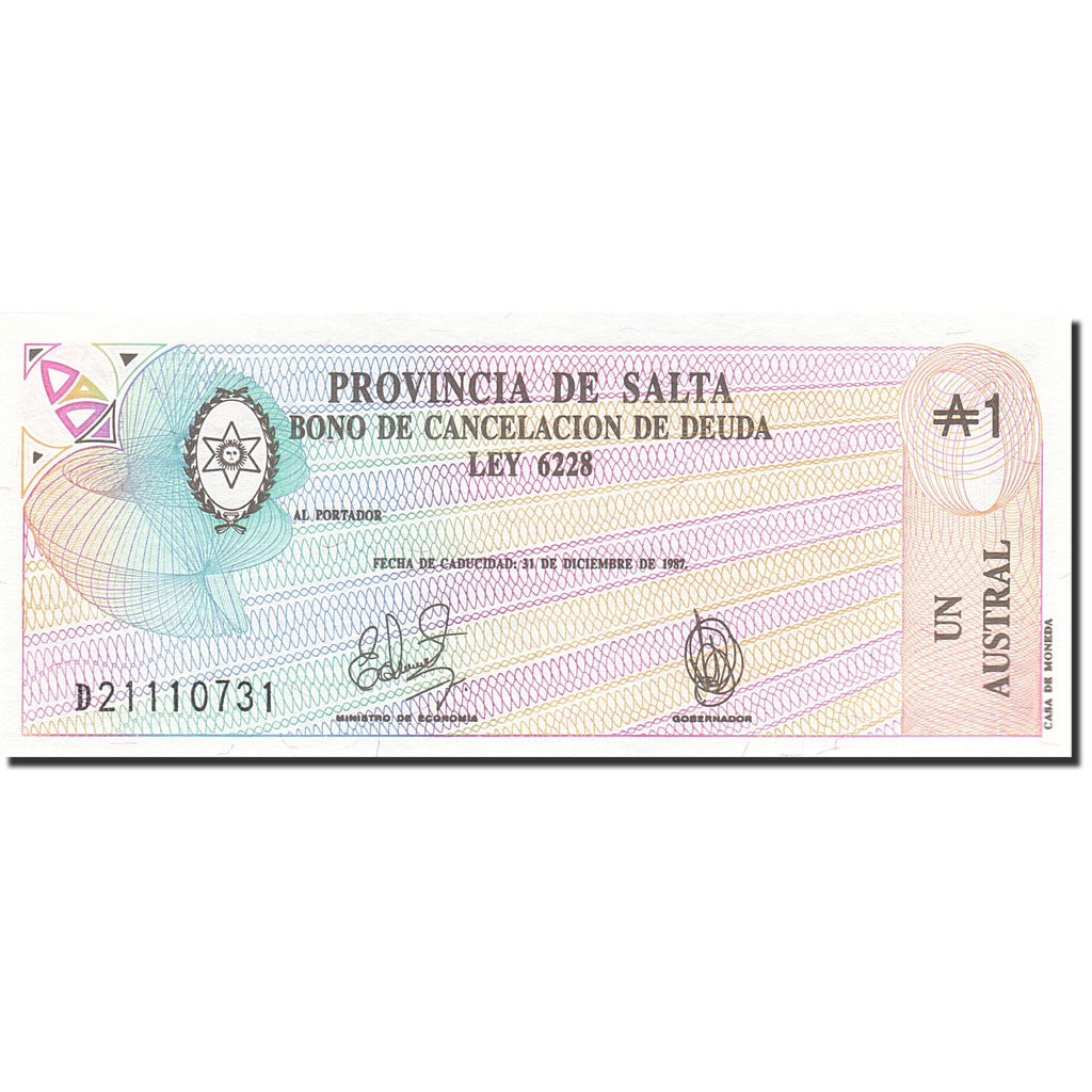 Banconote, Argentina, 1 Austral, 1987, KM:S2612c, 1987-12-31, FDS
