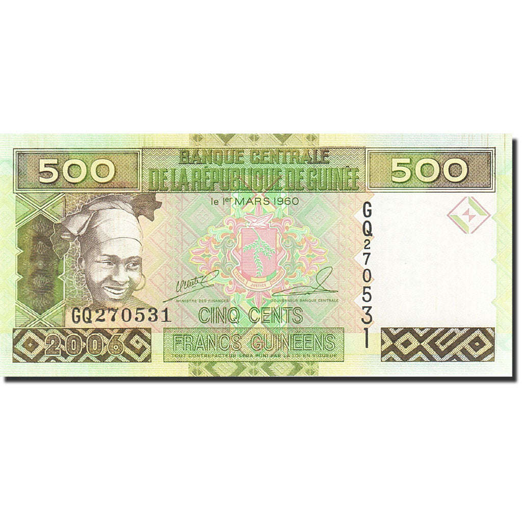 Banconote, Guinea, 500 Francs, 2006-2007, KM:39a, 2006, FDS