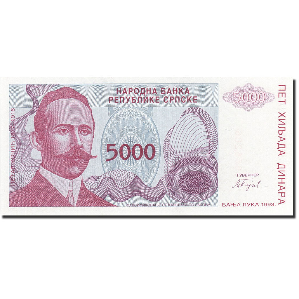 Banconote, Bosnia - Erzegovina, 5000 Dinara, 1993, KM:149a, 1993, SPL+