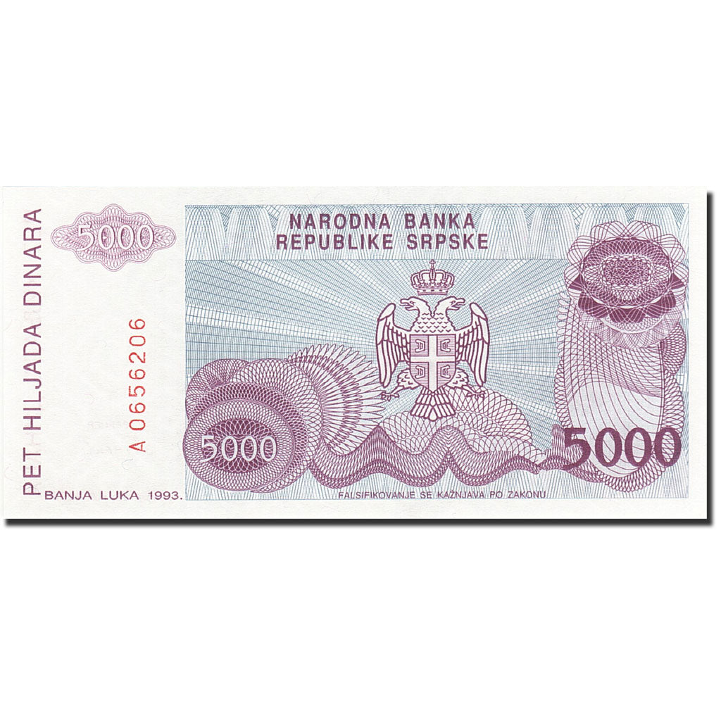 Banconote, Bosnia - Erzegovina, 5000 Dinara, 1993, KM:149a, 1993, SPL+