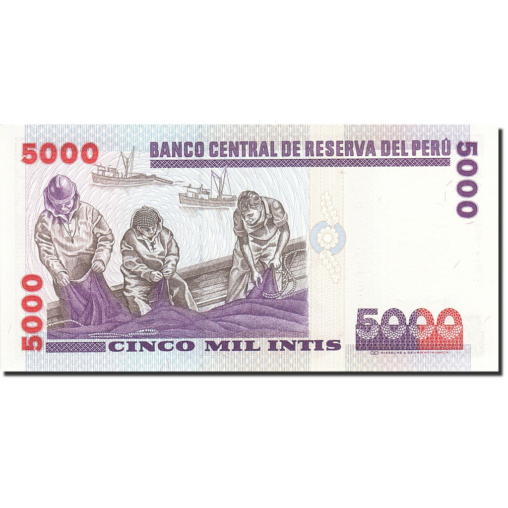 Biljet, Peru, 5000 Intis, 1985-1991, 1988-06-28, KM:137, NIEUW