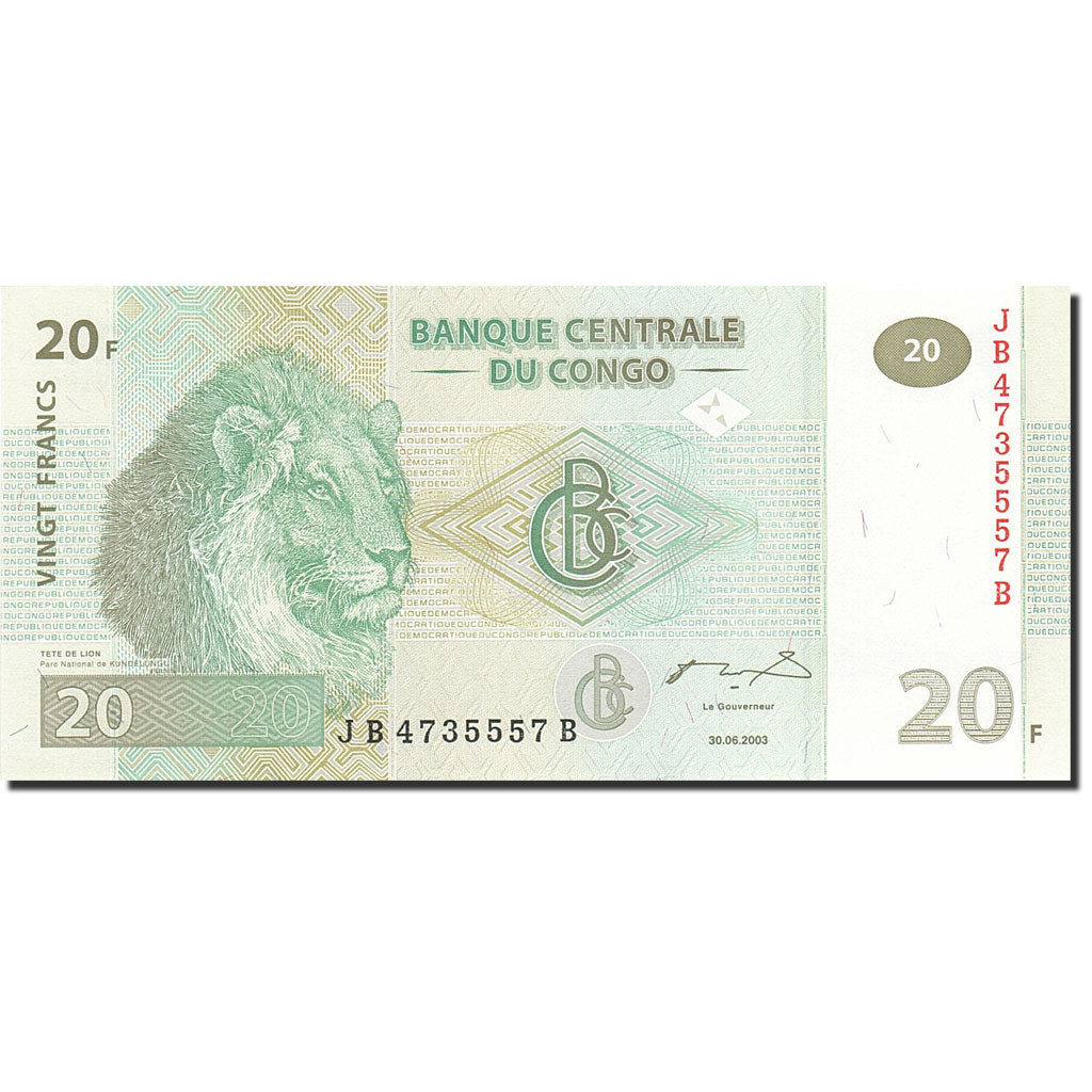 Banconote, Repubblica Democratica del Congo, 20 Francs, 2003, KM:94a