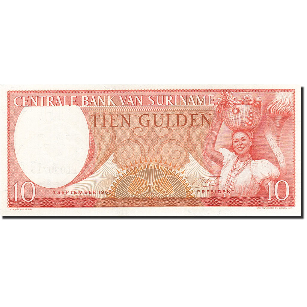 Banconote, Suriname, 10 Gulden, 1963, KM:121, 1963-09-01, FDS
