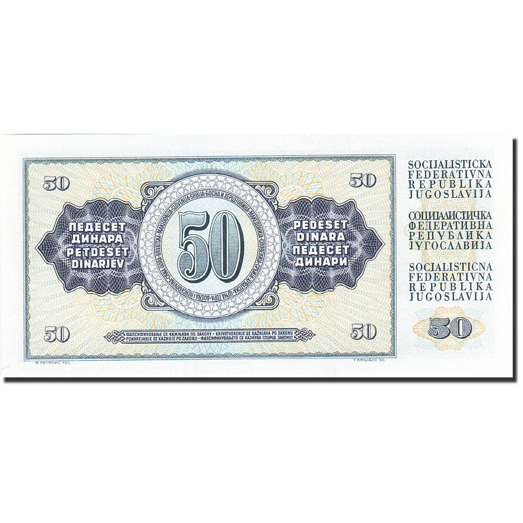 Billet, Yougoslavie, 50 Dinara, 1968-1970, 1968-05-01, KM:83c, NEUF