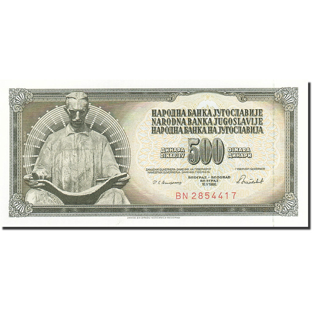 Billet, Yougoslavie, 500 Dinara, 1986, 1986-05-16, KM:91c, NEUF