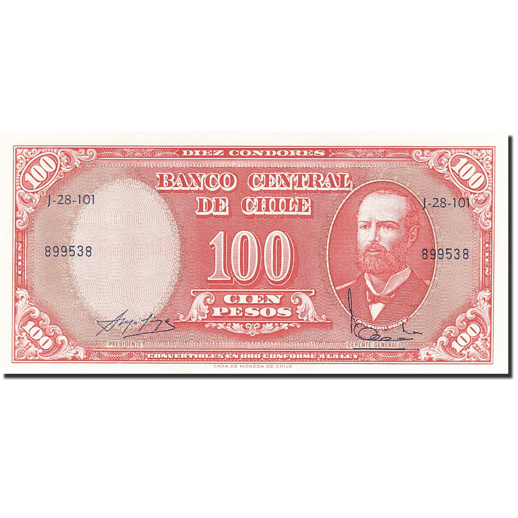 Billet, Chile, 10 Centesimos on 100 Pesos, 1960, Undated (1960-1961), KM:127a