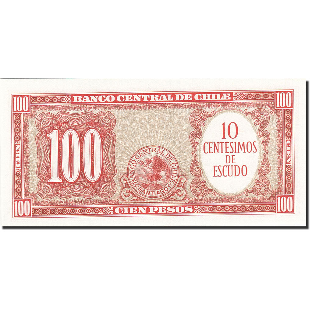 Billet, Chile, 10 Centesimos on 100 Pesos, 1960, Undated (1960-1961), KM:127a