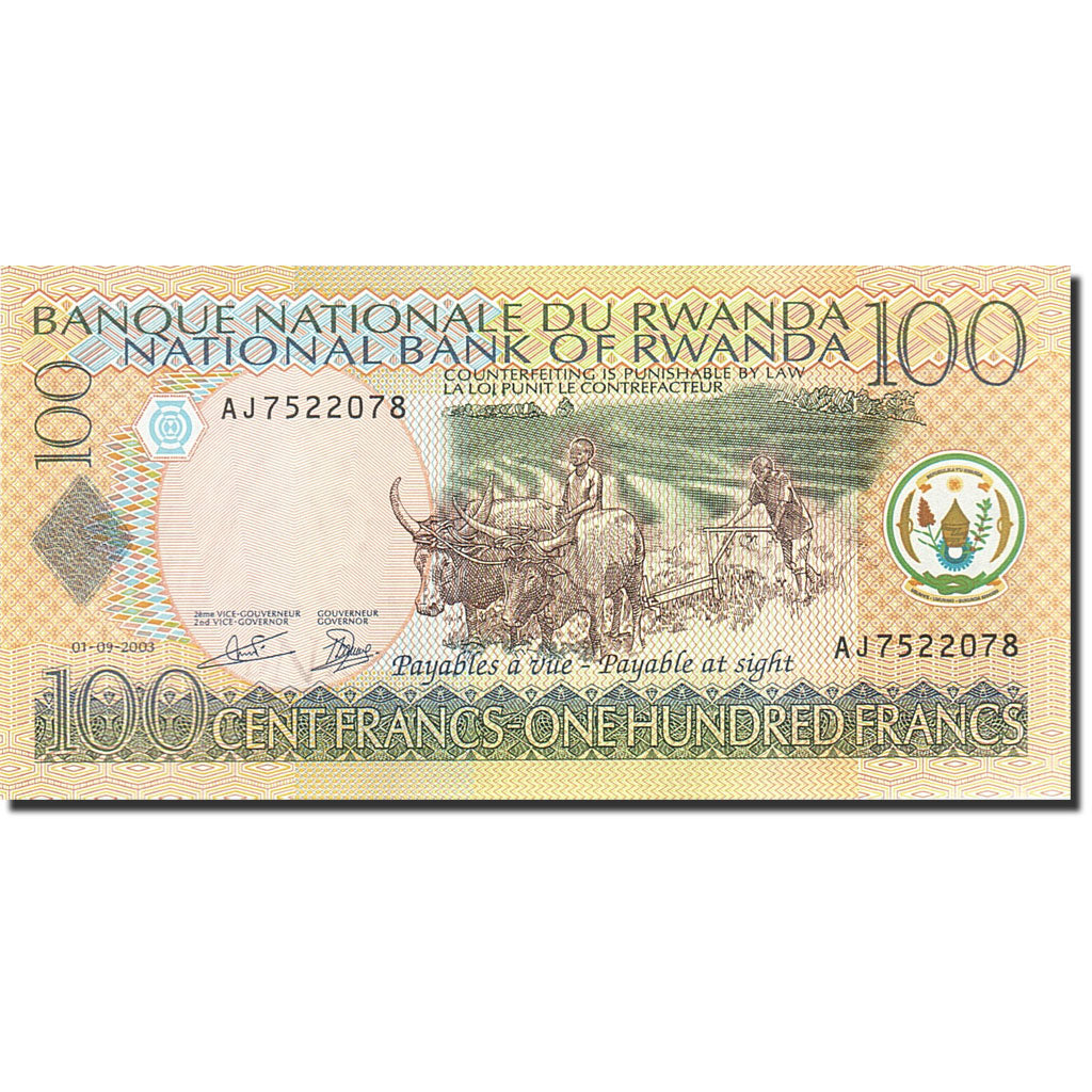 Banknote, Rwanda, 100 Francs, 2003, 2003-09-01, KM:29b, UNC(65-70)