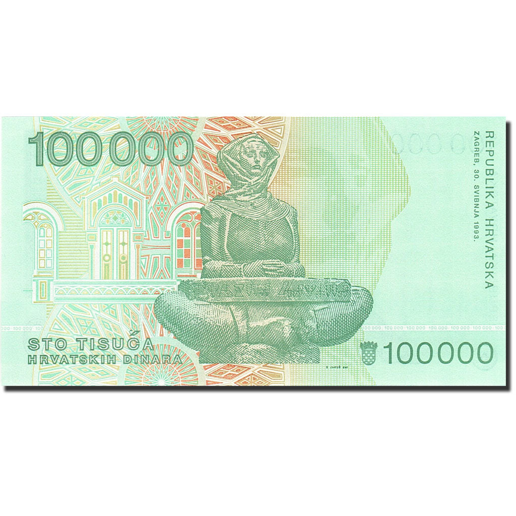 Billet, Croatie, 100,000 Dinara, 1991-1993, 1993-05-30, KM:27A, NEUF