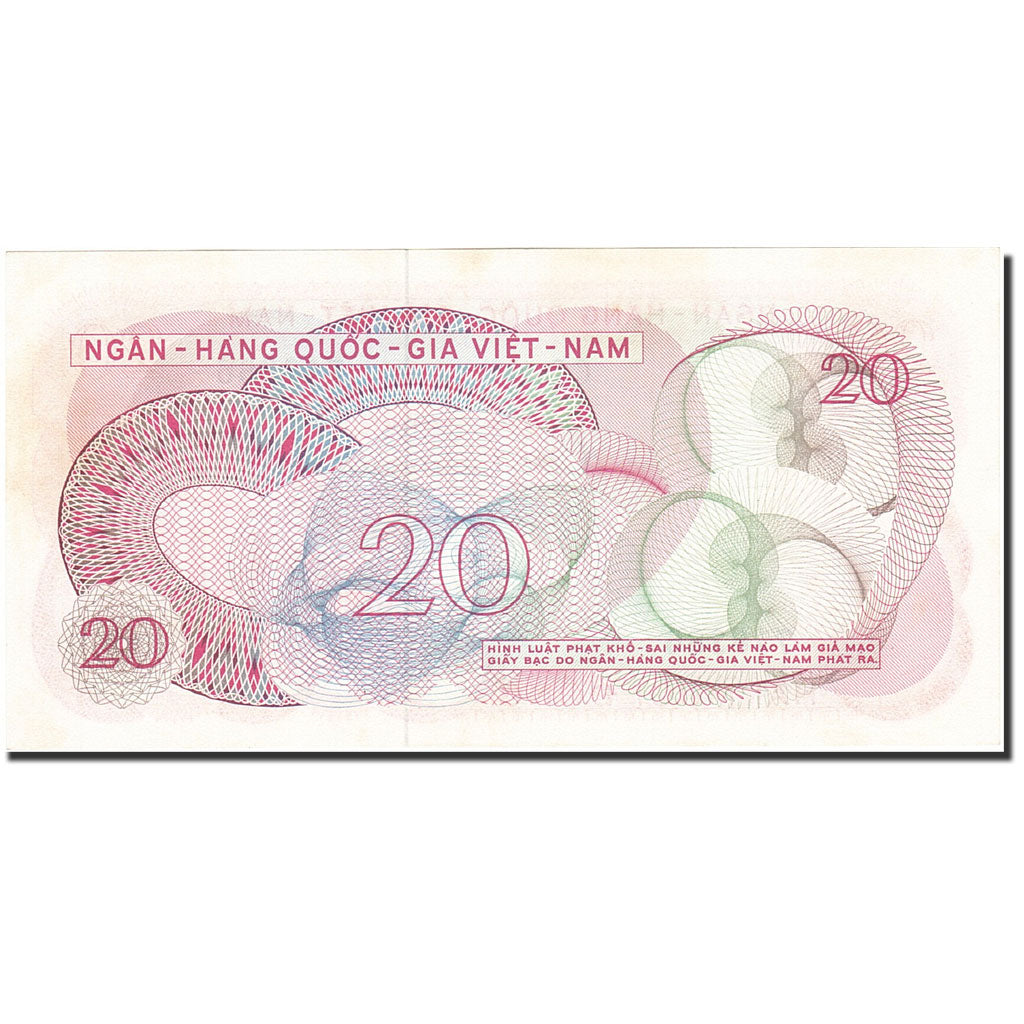 Banknot, Południowy Wiet Nam, 20 D<ox>ng, 1969-1971, Undated (1969), KM:24a