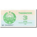 Biljet, Oezbekistan, 3 Sum, 1992-1993, 1992, KM:62a, NIEUW