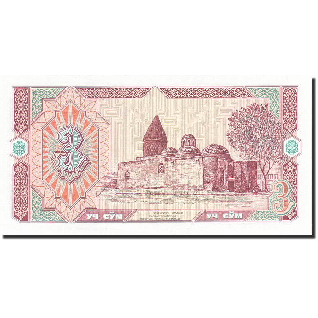 Banconote, Uzbekistan, 3 Sum, 1994-1997, KM:74, 1994, FDS