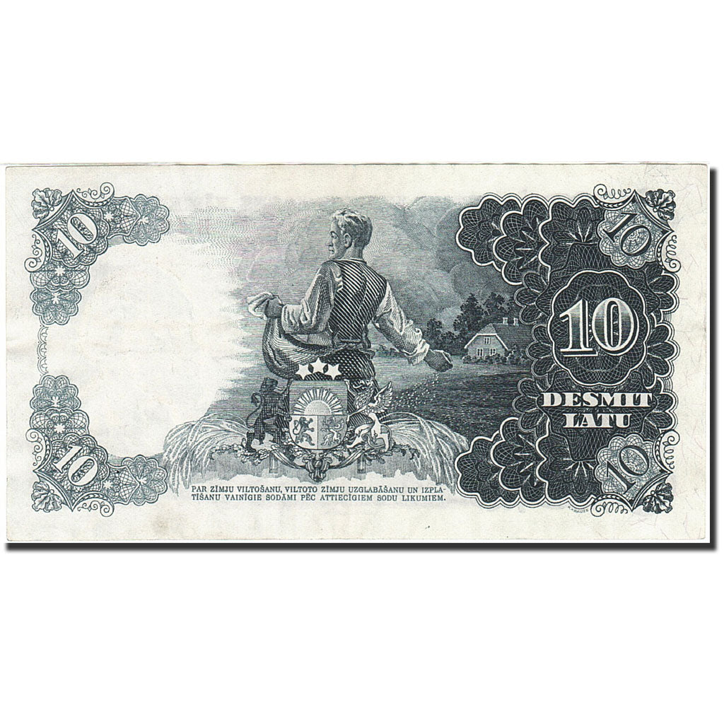 Billet, Latvia, 10 Latu, 1937-1940, 1937, KM:29a, TTB