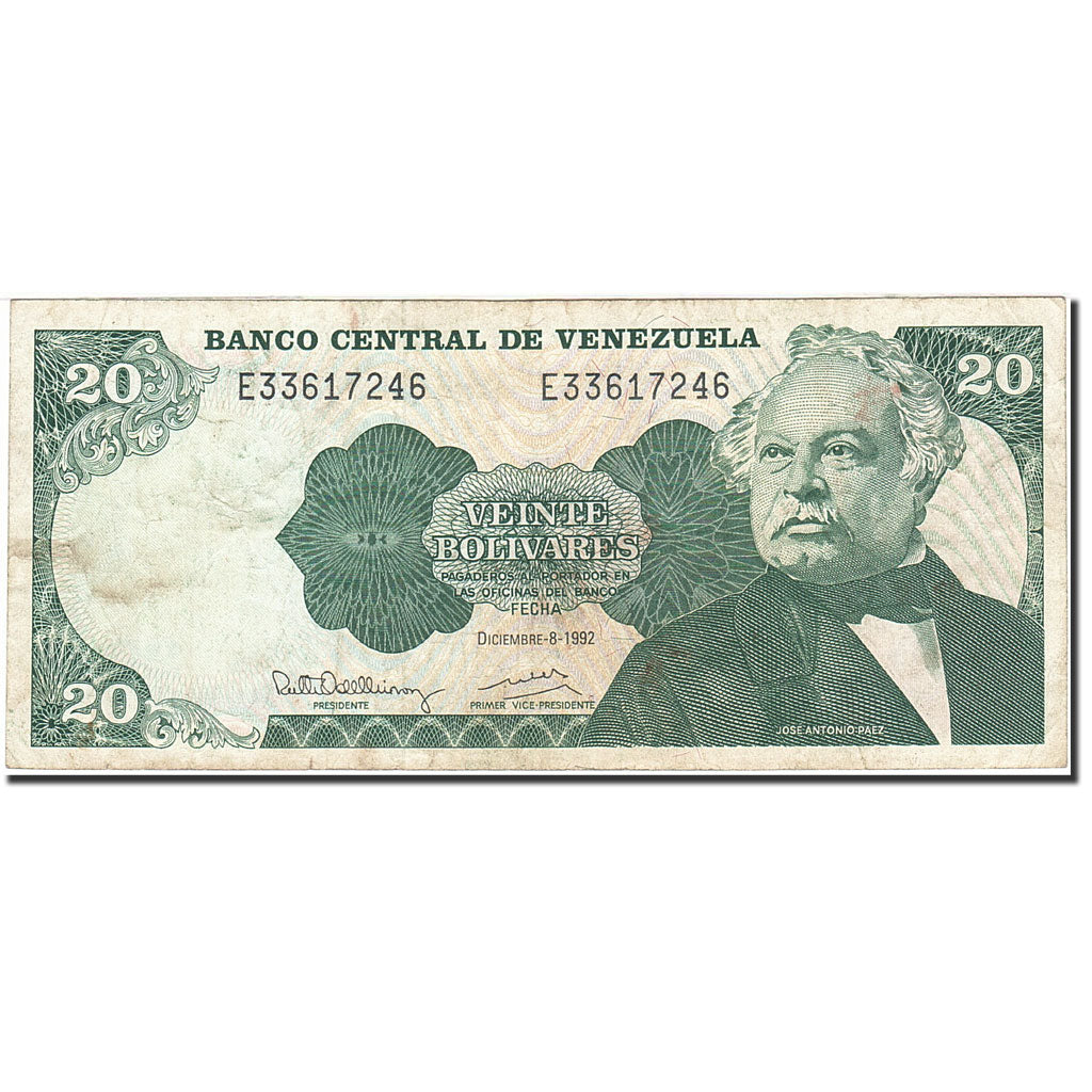 Billete, 20 Bolivares, 1981-1988, Venezuela, KM:63d, 1992-12-08, BC