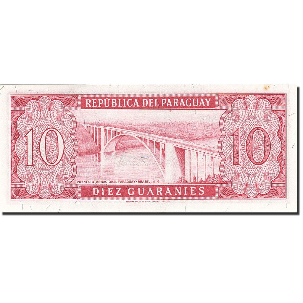 Banknote, Paraguay, 10 Guaranies, 1952, 1952, KM:196b, UNC(63)