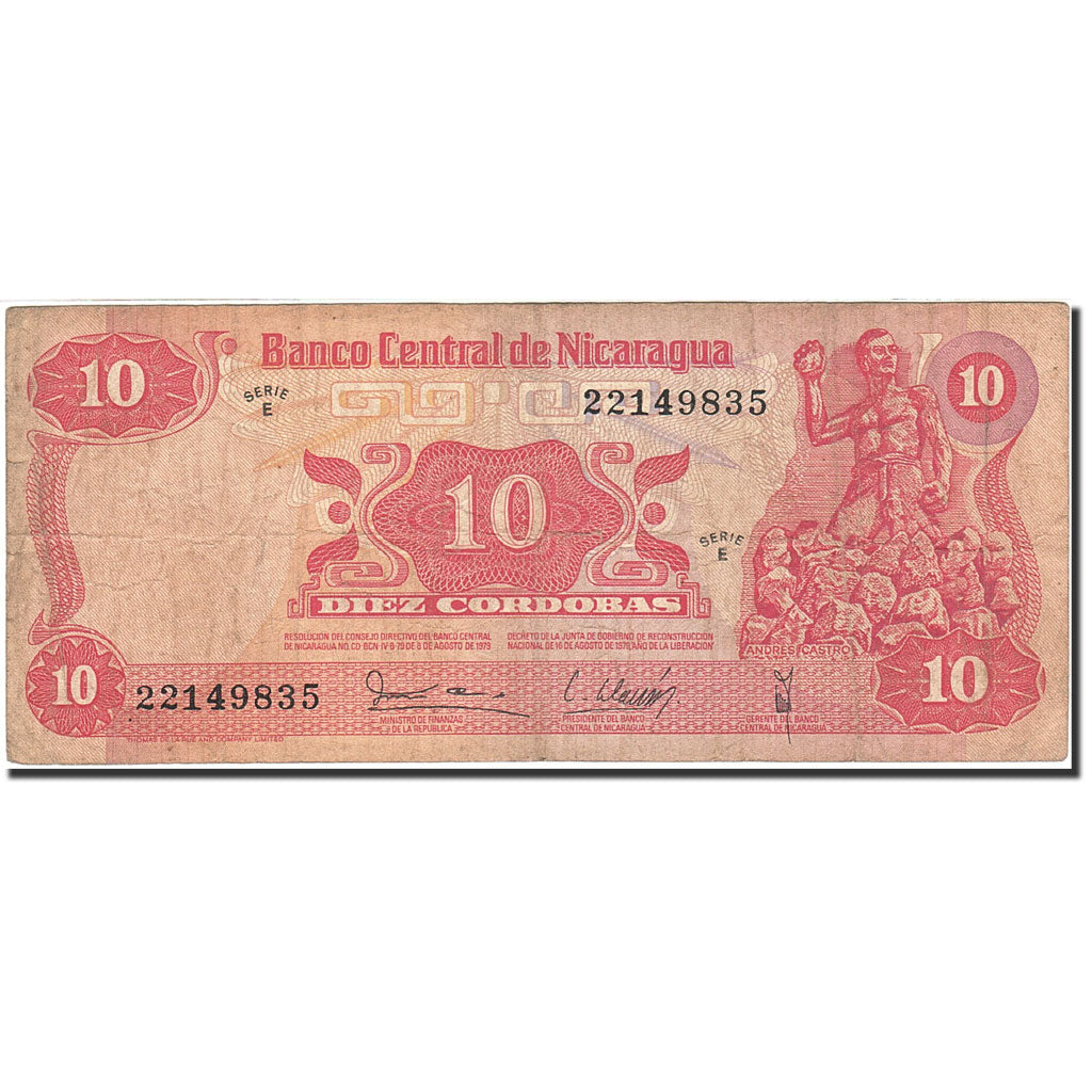 Billete, 10 Cordobas, 1979, Nicaragua, KM:134, 1979, BC