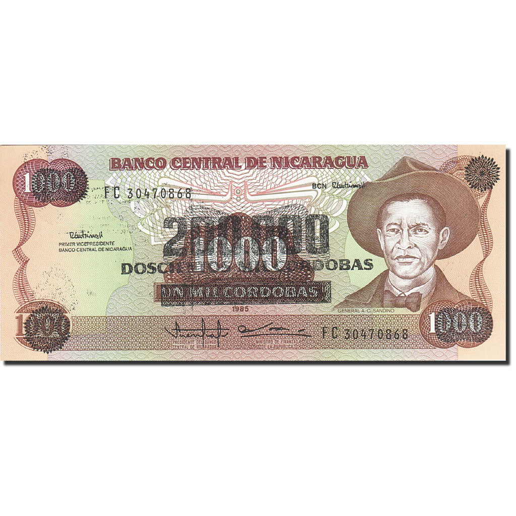 Banknot, Nicaragua, 200,000 Córdobas on 1000 Córdobas, 1990, UNdated (1990)