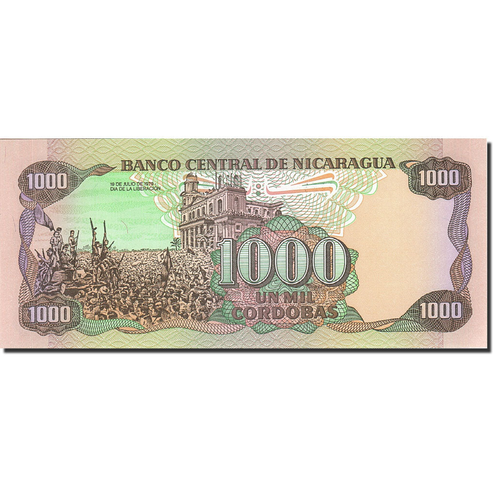 Banknote, Nicaragua, 1000 Cordobas, 1985-1988, 1985, KM:156b, UNC(65-70)