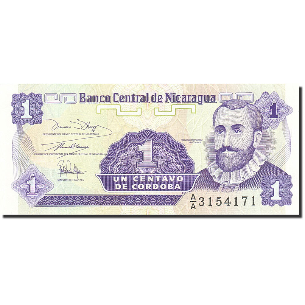 Banknote, Nicaragua, 1 Centavo, 1991-1992, Undated (1991), KM:167, UNC(65-70)