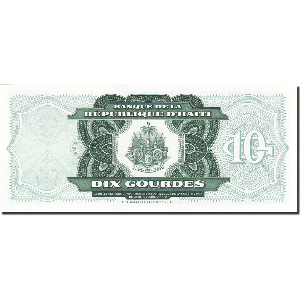 Billet, Haïti, 10 Gourdes, 1989-1991, 1991, KM:256a, SPL