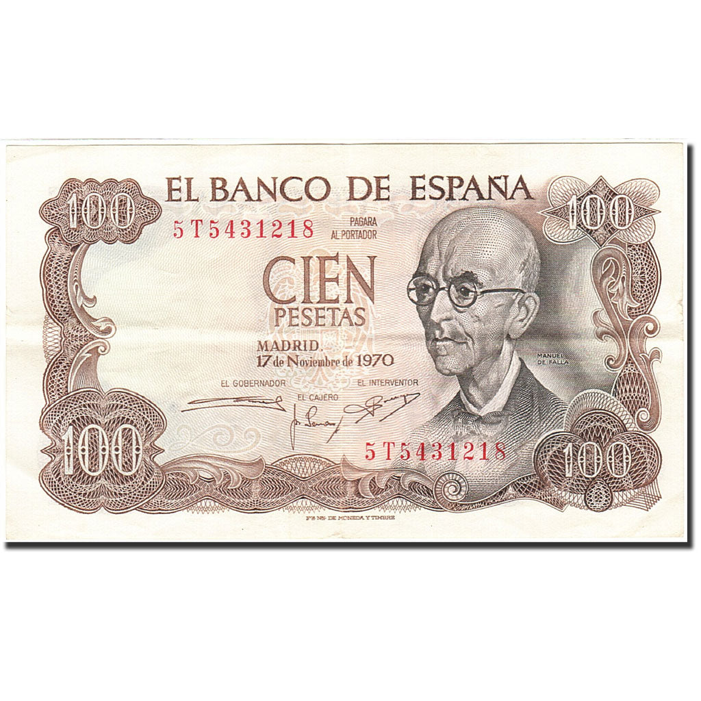 Banknot, Hiszpania, 100 Pesetas, 1970-1971, 1970-11-17, KM:152a, EF(40-45)