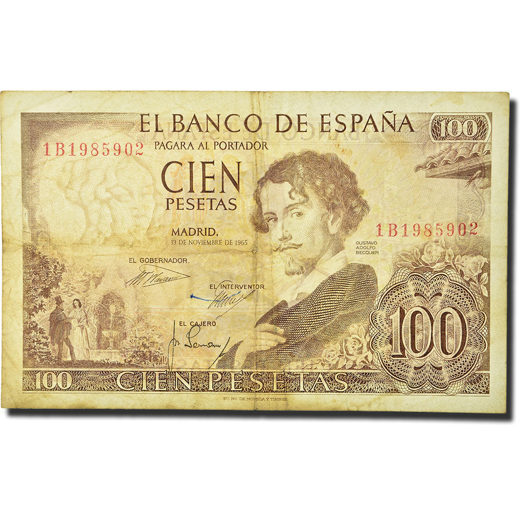Banknote, Spain, 100 Pesetas, 1965, 1965-11-19, KM:150, VF(20-25)