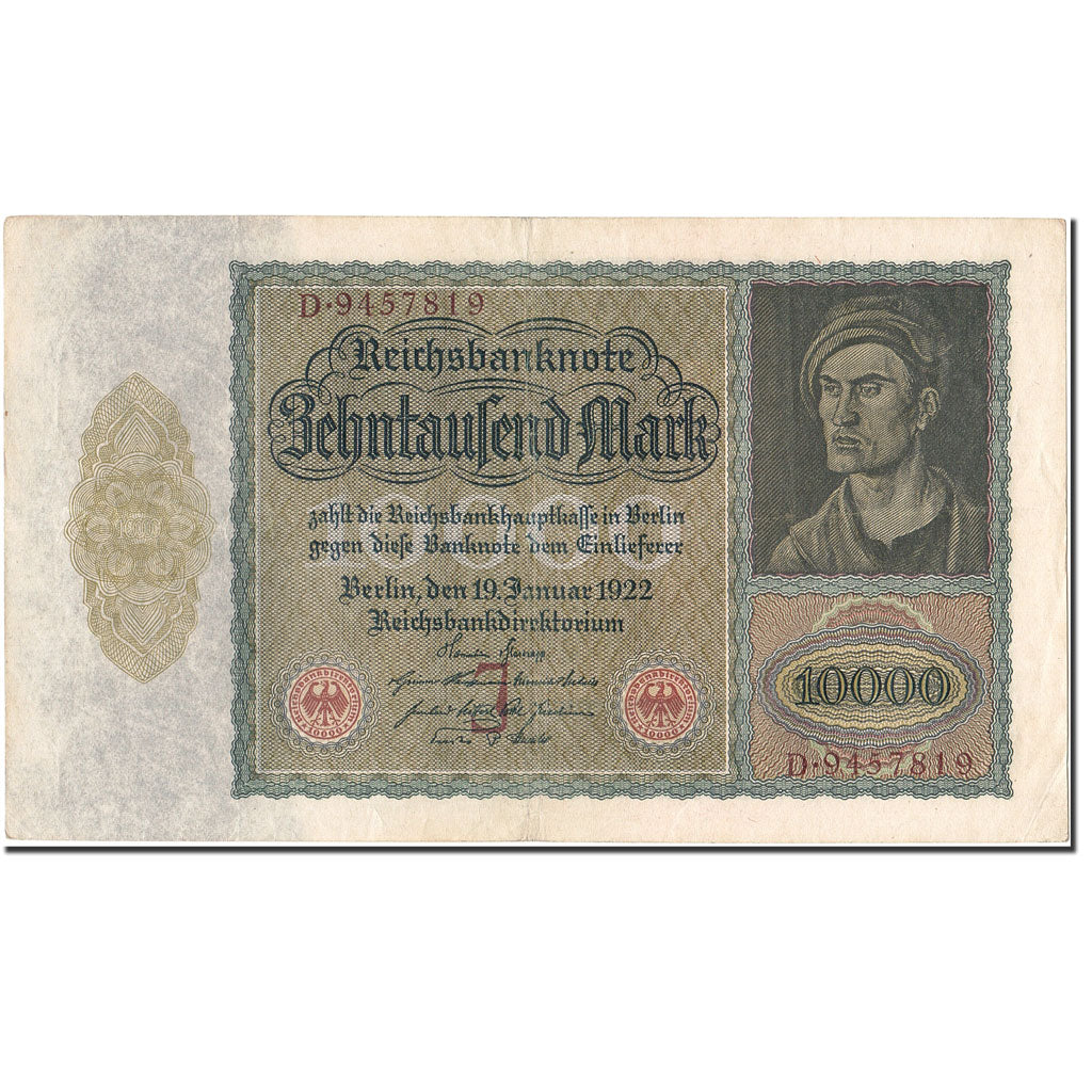 Biljet, Duitsland, 10,000 Mark, 1922, 1922-01-19, KM:70, TTB