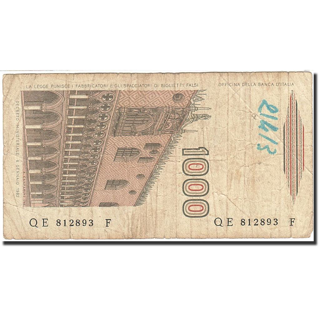 Banknot, Włochy, 1000 Lire, 1982-1983, 1982-01-06, KM:109b, VG(8-10)