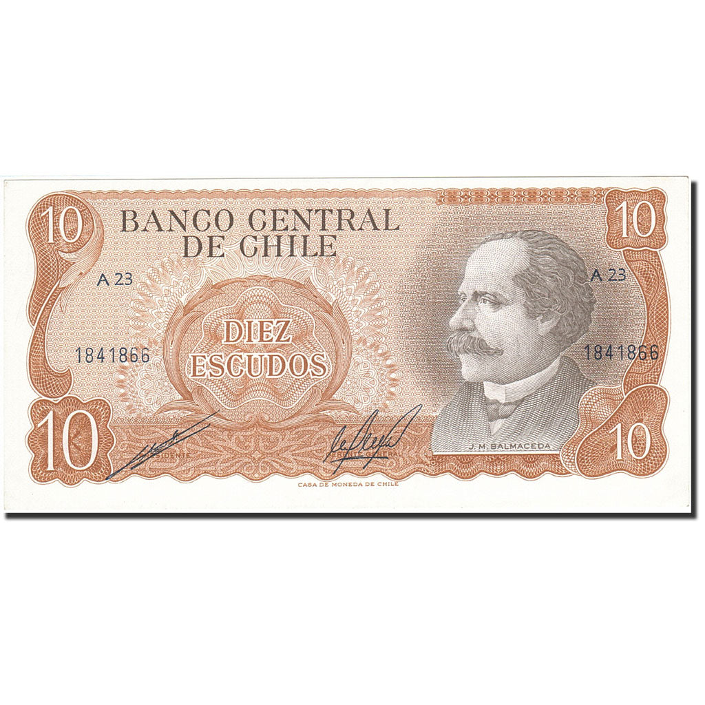 Billet, Chile, 10 Escudos, 1967-1976, Undated, KM:142, SUP+