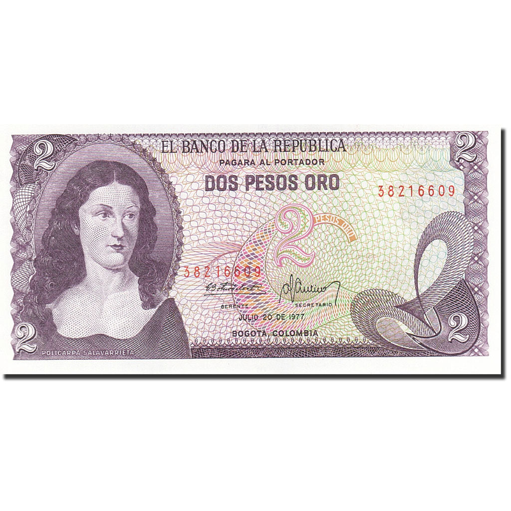 Billete, 2 Pesos Oro, 1972-1973, Colombia, KM:413b, 1977-07-20, UNC