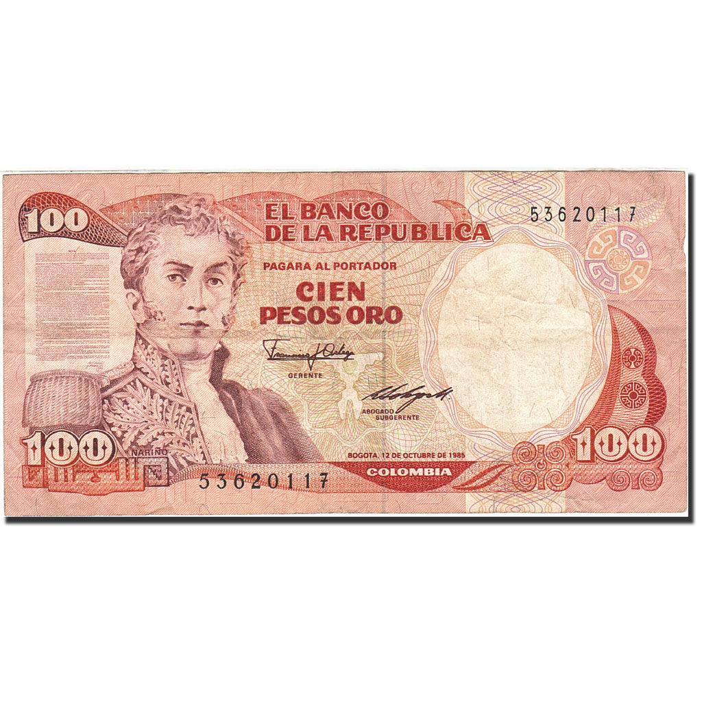Geldschein, Kolumbien, 100 Pesos Oro, 1982-1984, 1985-10-12, KM:426b, S